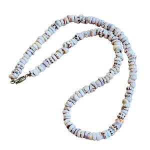 VTG Hawaiian Puka Shell Necklace Surfer‎ 60s Beads Souvenir Genuine 16" Hawaii